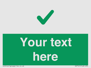 Custom green background, green tick sign